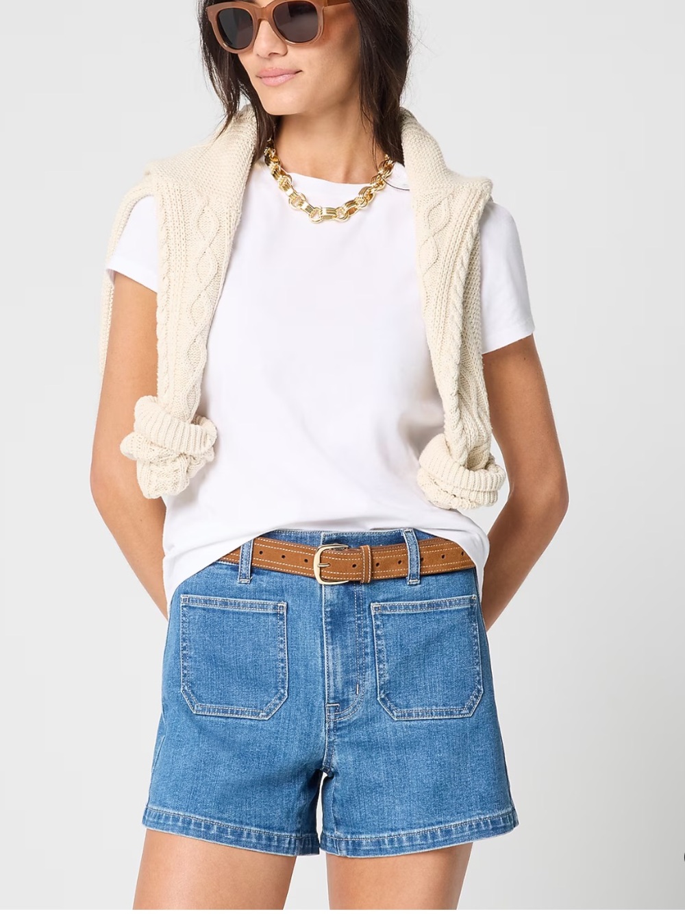 J.Crew Factory Sailor Patch Pocket Denim Shorts Size 27 High Rise